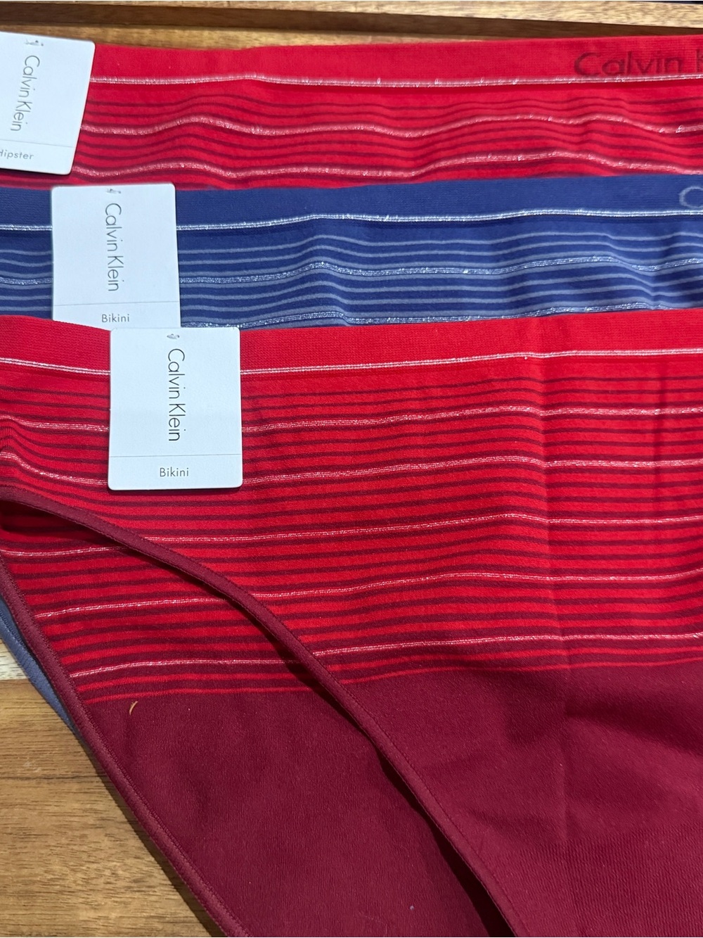 Calvin Klein Seamless Illusions Striped (1) Hipster (2) Bikini Panties Sz XL